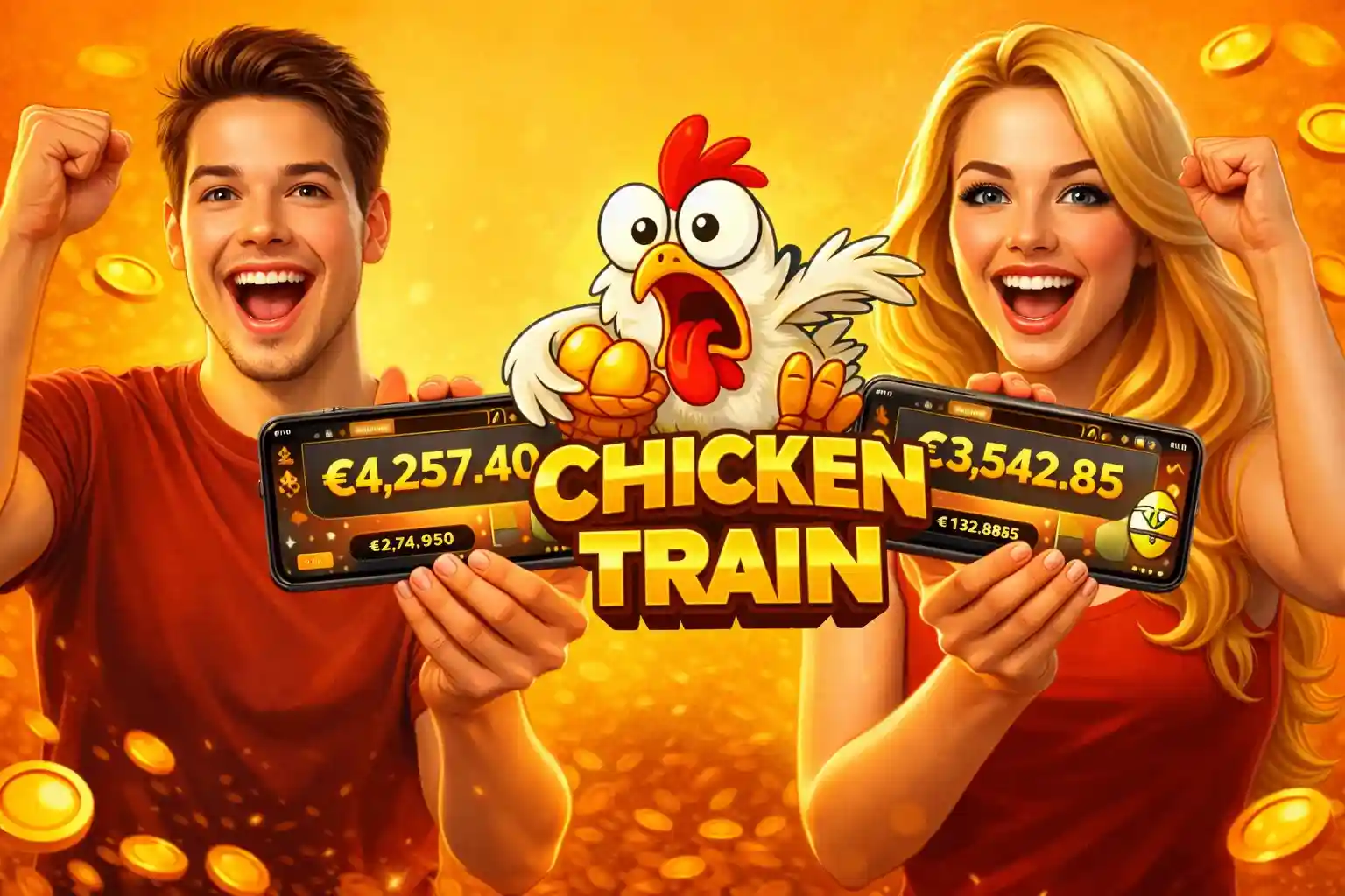 Chicken Train winners holding phones
